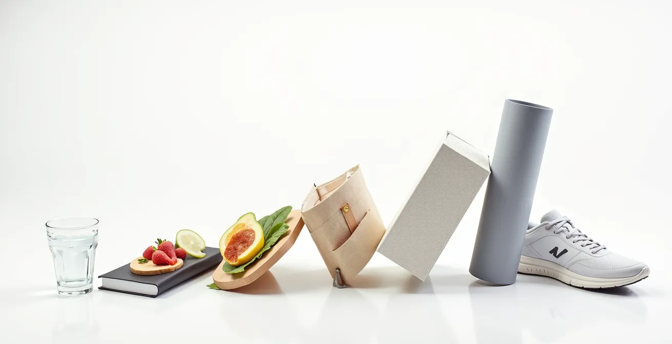 Visuelle Darstellung einer Gewohnheitskaskade von fünf verknüpften Mini-Gewohnheiten