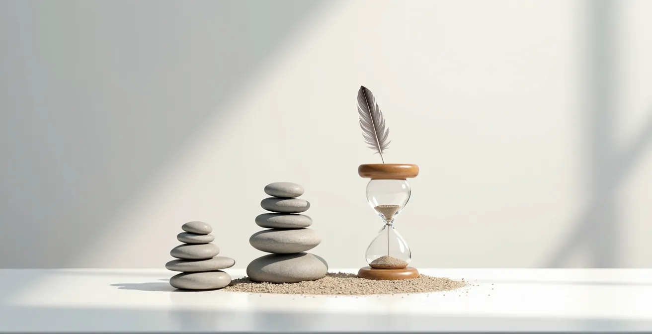 Abstrakte Visualisierung verschiedener Stressregulationstechniken mit Fokus auf körperliche und mentale Ansätze