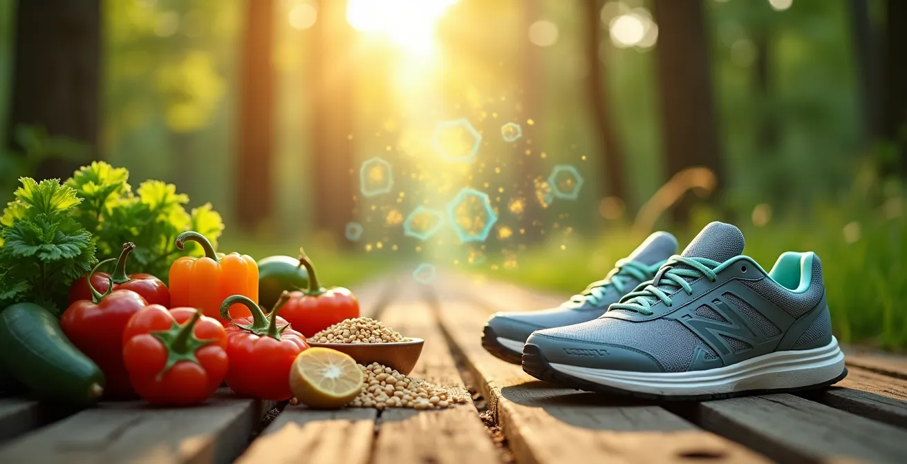 Visualisierung des Synergie-Effekts zwischen Ernährung und Bewegung in der Krankheitsprävention