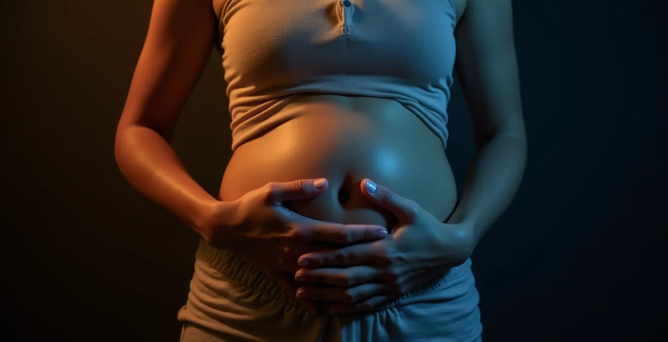 Abstrakte Darstellung von Körpersignalen durch warme und kühle Farben im Bauchbereich