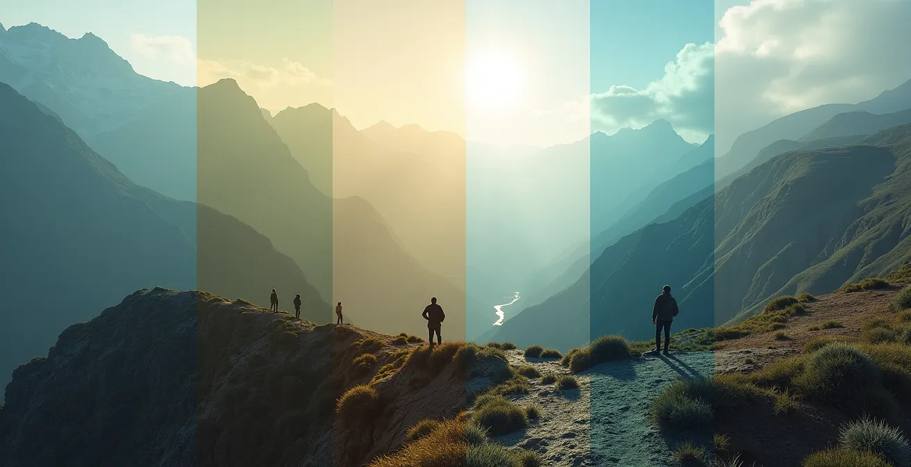 Abstrakte Darstellung des vierstufigen Sättigungszyklus von Geheimtipps