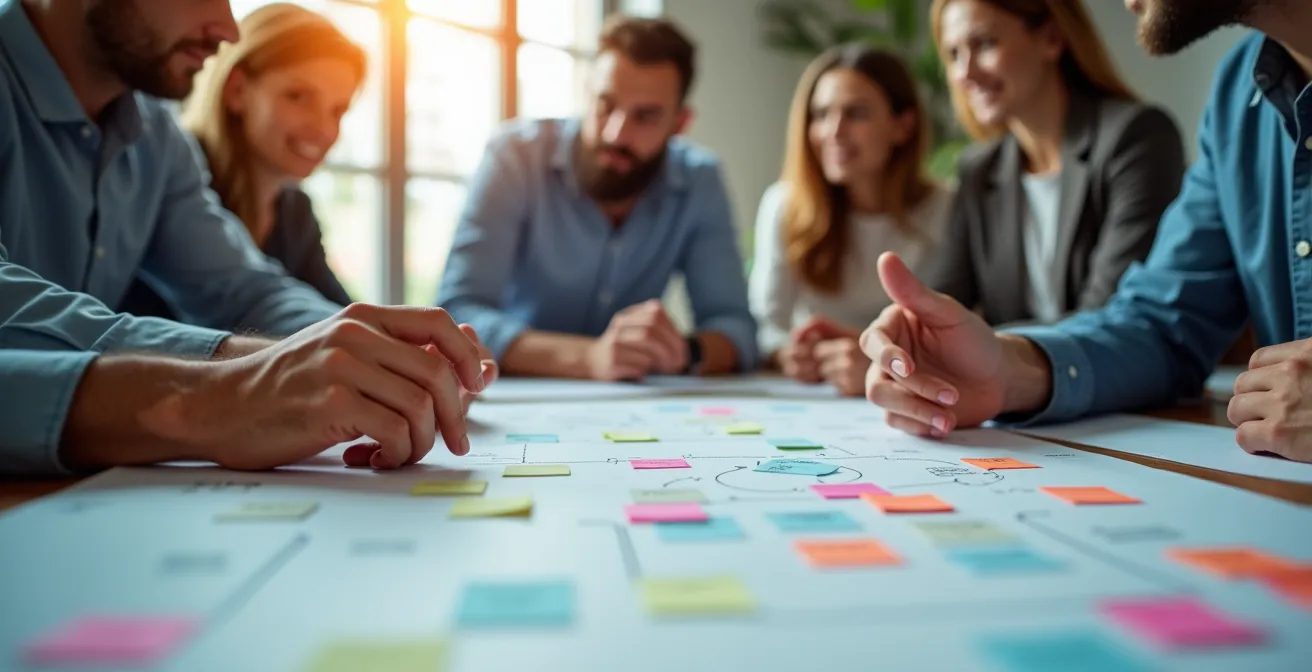 Teamarbeit während eines Kaizen-Events zur kontinuierlichen Verbesserung