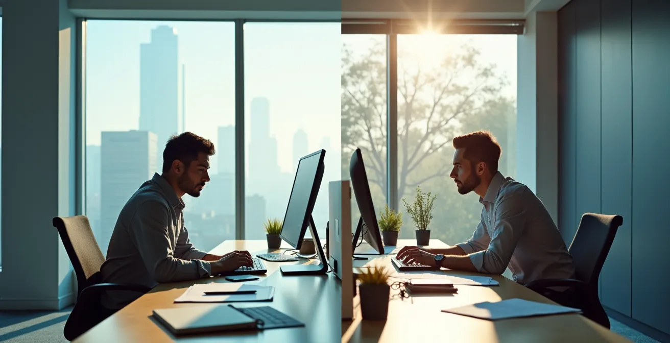 Vergleich zwischen fokussierter Einzelarbeit und zerstreutem Multitasking