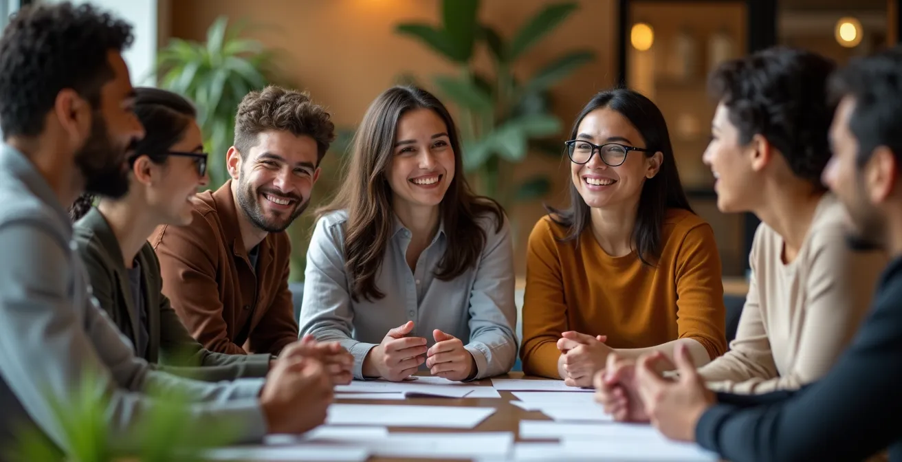 Mitarbeiter und Kunden verbunden durch gemeinsame Werte und Purpose