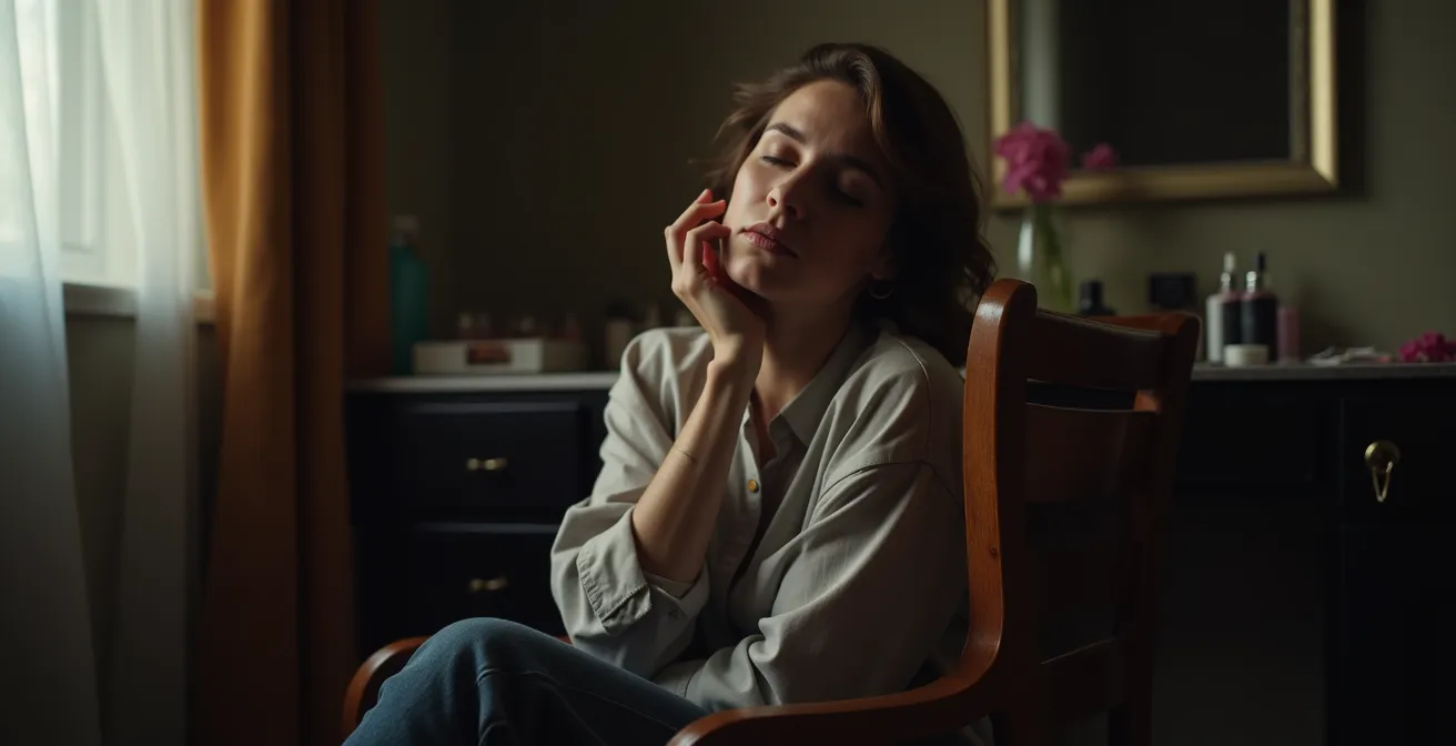 Erschöpfter Künstler in Ruheposition zeigt Wichtigkeit der Regeneration