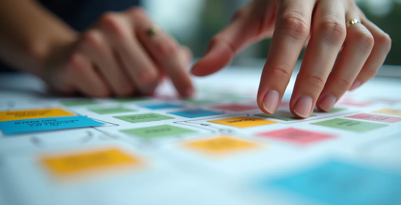 Detailansicht einer Service Blueprint Methode mit verschiedenen Ebenen und Touchpoints