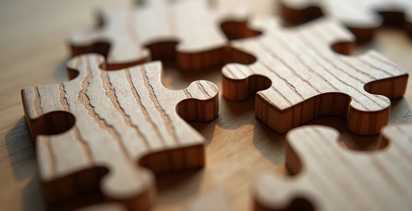 Makroaufnahme von ineinander greifenden Zahnrädern als Metapher für verknüpfte Mini-Gewohnheiten