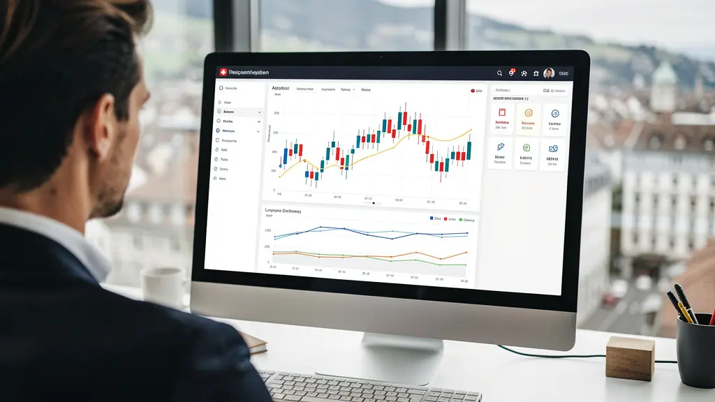 Fachperson analysiert Immobilien-Marktdaten auf Computerbildschirm – Zyklusanalyse